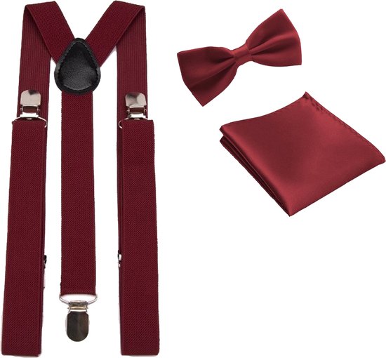 Bretelles avec noeud papillon et pochette - Bordeaux rouge - Sorprese -  avec clip... | bol.com