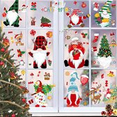 Raamstickers Kerst - Kerststickers Dubbelzijdig - Raamdecoratie - Kerstman - Kerstboom - Kabouters - 133 stuks - Sneeuwvlokken - Rendier - 9 vellen