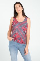 Cassis - Female - Top in twee stoffen met print  - Rood