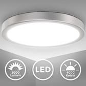 B.K.Licht - Plafondlamp - zilver - metalen frame - Ø38cm - LED plafonniére - 4.000K - neutral wit licht - 3.000Lm - 24W