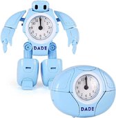 Klokje - wekker robot blauw 12 x 11 cm