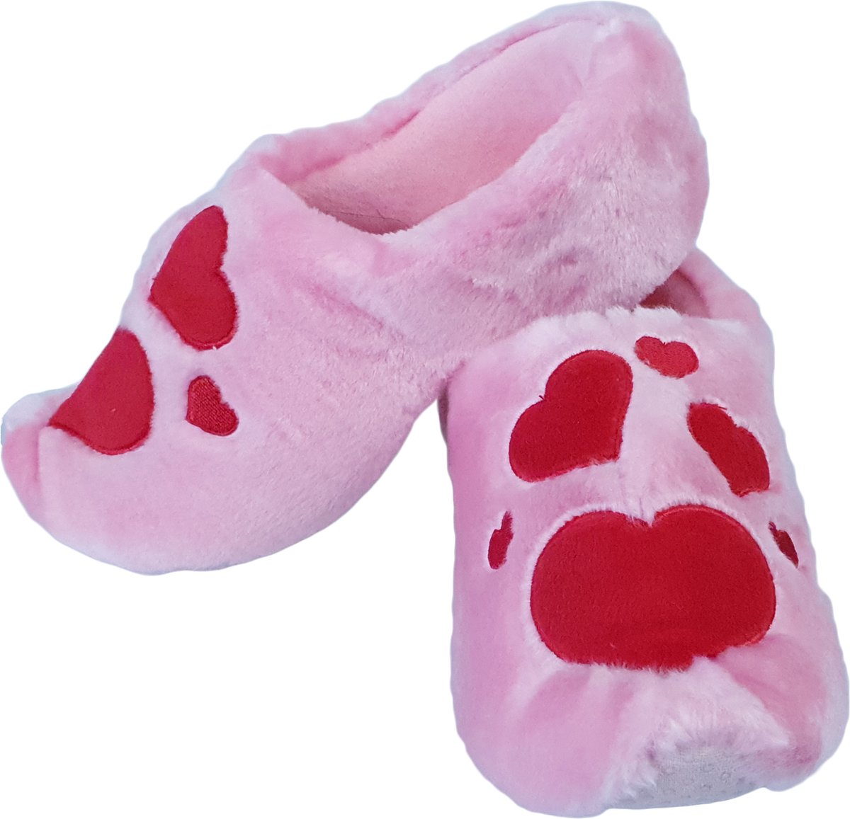 Elcee-Haly – Klomp sloffen – Roze Love Pantoffelklompen met Hartjes – Warme sloffen – Roze – Maat 20/21