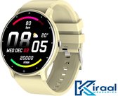 Kiraal Fit 5 - Smartwatch dames - Smartwatch Heren - Stappenteller - Full Screen - Fitness Tracker - Activity Tracker - Smartwatch Android & IOS - Beige