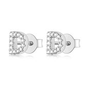 Tracelet - Zilveren Oorbellen - Oorbellen Letter D | Studs zilver met zirkonia | 925 Sterling Zilver - Direct uit voorraad - Met 925 Zilver Certificaat - In Leuke cadeauverpakking