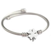 Armband silver statement clover