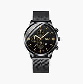 Xoo - Horloge - Quartz - Roestvrijstaal - Zwart - Goud - Roestvrijstaal - Voor hem - Herenhorloge - Roestvrijstaal - RVS