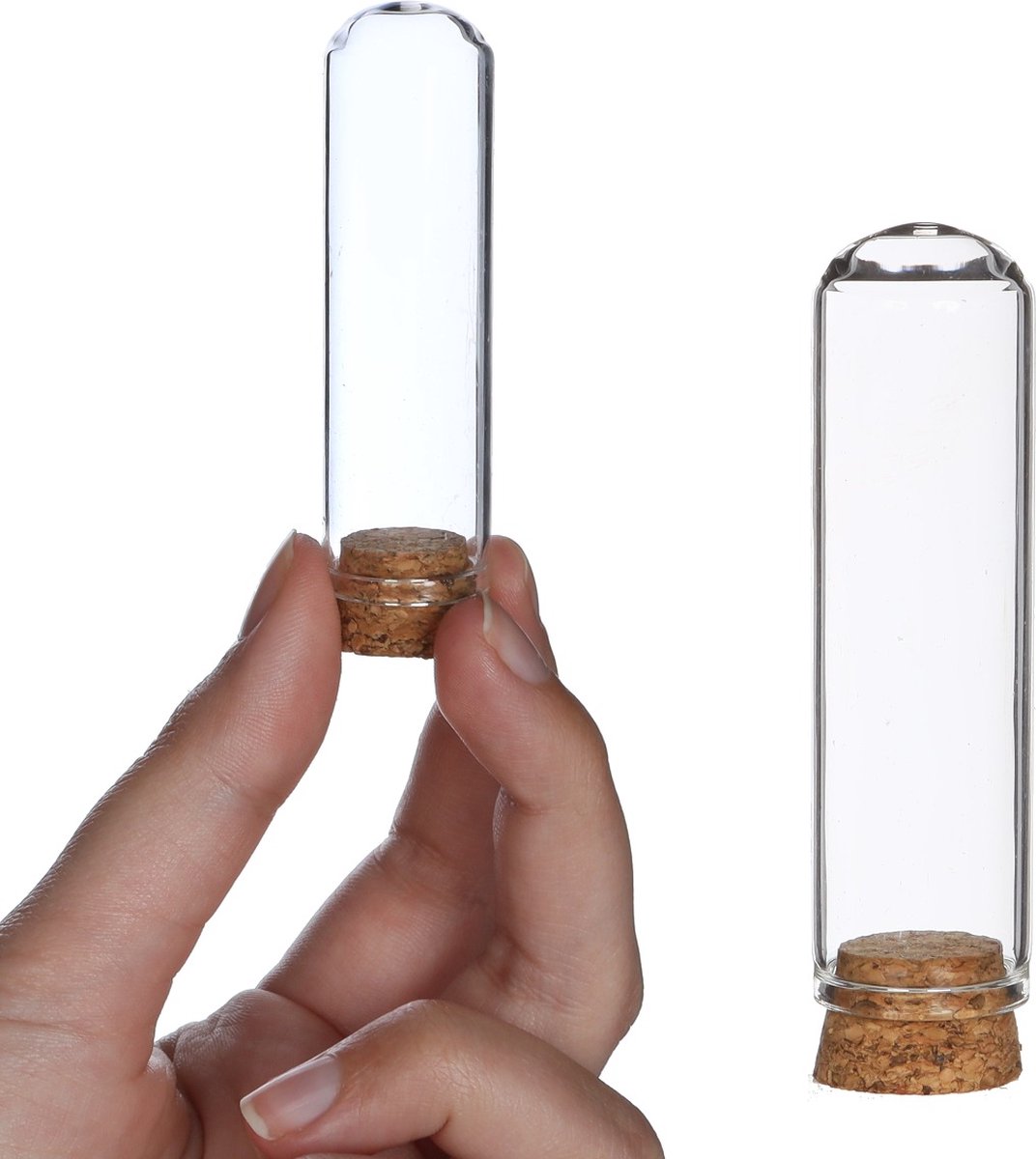 Glazen mini stolp Ø2cm en 7cm hoog met kurk (12 st.)