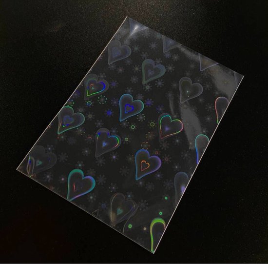 Afbeelding van het spel acid & pvc vrije kaart sleeves | card sleeves | holographic hartjes | 50 stuks | 56mm x 87mm