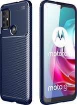 Motorola Moto G10 Hoesje - Mobigear - Racing Serie - TPU Backcover - Blauw - Hoesje Geschikt Voor Motorola Moto G10