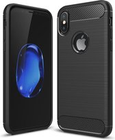 Apple iPhone X/10 Hoesje - Mobigear - Brushed Slim Serie - TPU Backcover - Zwart - Hoesje Geschikt Voor Apple iPhone X/10