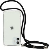 Apple iPhone 12 Hoesje - Mobiparts - Lanyard Serie - TPU Hoesje met koord - Transparant / Zwart - Hoesje Geschikt Voor Apple iPhone 12