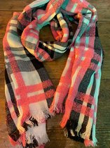 Wintersjaal Dames - Sjaal - Scarf - Roze met strepen