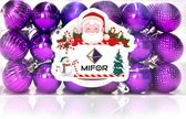 MIFOR® - Luxe set 36 stuks Diep Paarse Kerstballen met verschillende opdruk - Ø4 cm - Glans/Mat/Glitter - 6 soorten