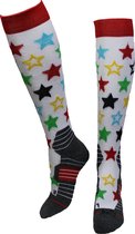 skisokken - snowboardsokken- hoge hardloopsokken - Molly Socks - mid compressie sokken - Wintersport - Stars socks - bamboe - merino wol - antibacterieel sokken - 36-41