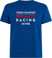 T-shirt blauw World Champion 2021 Racing | race supporter fan shirt | Formule 1 fan kleding | Max Verstappen / Red Bull racing supporter | wereldkampioen / kampioen | racing souvenir | maat 4