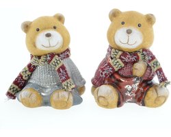 Beer zittend man en vrouw 15,5 cm