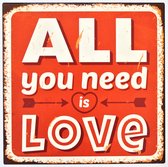 2D metalen wandbord "All you need is Love" 30x30cm