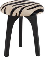 J-Line Kruk Rond Leder Zebra Zwart