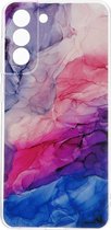 Shop4 - Samsung Galaxy S21 FE Hoesje - Zachte Back Case TPU Siliconen Waterverf Cobalt Blauw