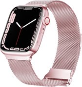 Strap-it Milanese band - Geschikt voor Apple Watch bandje - Series 1/2/3/4/5/6/7/8/9/SE/Ultra (2) - Roze - Luxe RVS bandje met magneet sluiting - Milanees iWatch bandje voor maat: 42 mm 44 mm 45 mm 49 mm