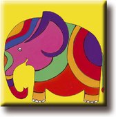 Een leuke magneet met een afbeelding van een blije olifant in diverse kleuren. Een magneet voor in de kinderkamer of bijvoorbeeld op de koelkast. Voor uzelf of Bestel Een Kado.