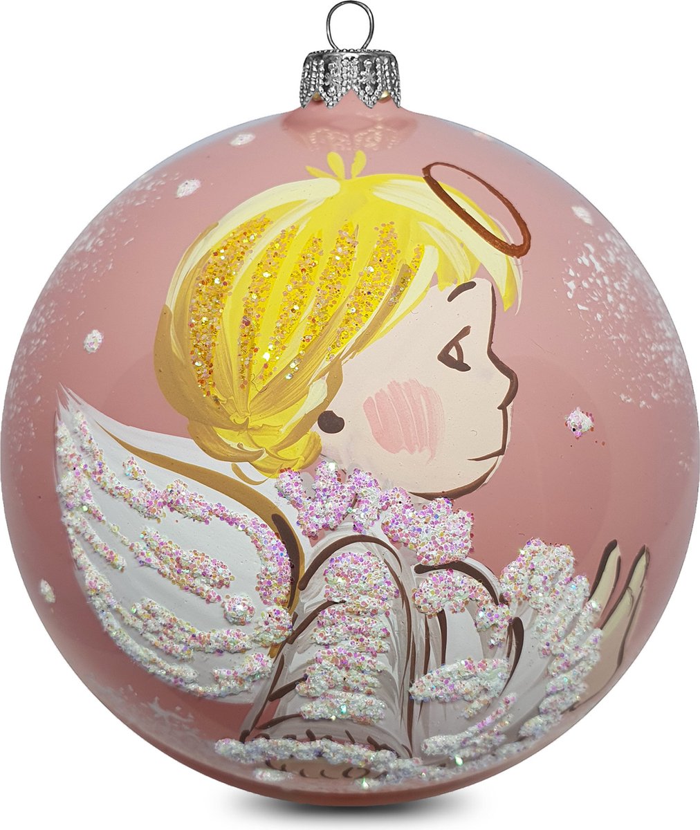 Fairy Glass - Engel - Handbeschilderde Kerstbal - Mond geblazen glas - 8cm