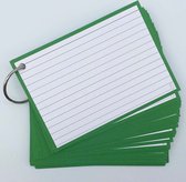 Leitner Flashcards - 50 flashcards A6 formaat (10,5 x 15 cm) - Groen - Systeemkaarten - Flitskaarten - Indexkaarten - Flashkaarten - Gelinieerd dubbelzijdig - Perforatie & Klikring
