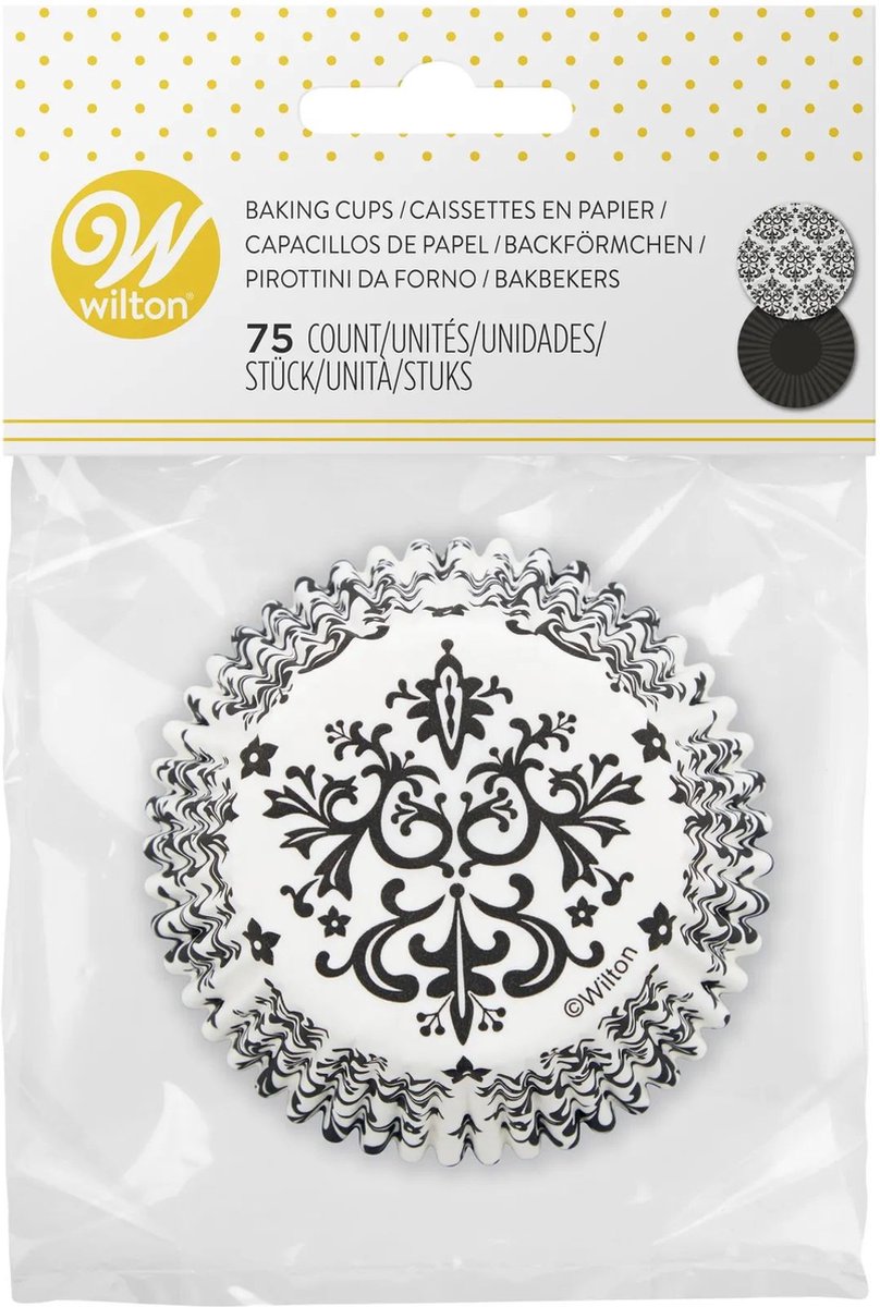 Wilton - Cupcakevormpjes - Damask - Zwart/Wit - pk/75