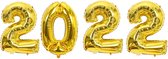 Oud en nieuw versiering 2022 100 CM groot- Happy New Year - Babydouche feest artikelen - cijfer ballonnen goud decoratie