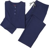 La-V pyjamaset met henleykraag voor heren Donkerblauw XXL