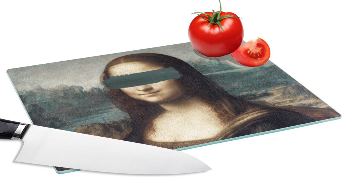Glazen Snijplank - 28x20 - Mona Lisa - Leonardo da Vinci - Verf - Snijplanken Glas
