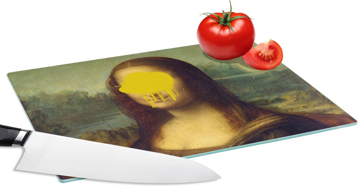 Glazen Snijplank - 28x20 - Mona Lisa - Leonardo da Vinci - Verf - Snijplanken Glas
