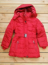 Winterjas rood met afneembare capuchon maat 122/128