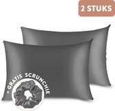 STFF & Co® Satijnen Kussensloop – 2 Stuks – Anti Age Silk – Zijden Zacht – Satijn Haarverzorging – Krullend Haar Producten – Huidverzorging – Curly Girl Producten – 60x70 cm – Donk