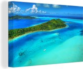 Canvas Schilderij De Bora Bora eilanden - 90x60 cm - Wanddecoratie