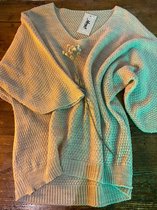 Knitted/Gebreid trui - Dames Sweater - Beige - Een Maat 30 tot 46