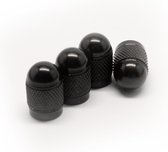 TT-products ventieldoppen Black Bullets aluminium 4 stuks zwart - auto ventieldop - ventieldopjes