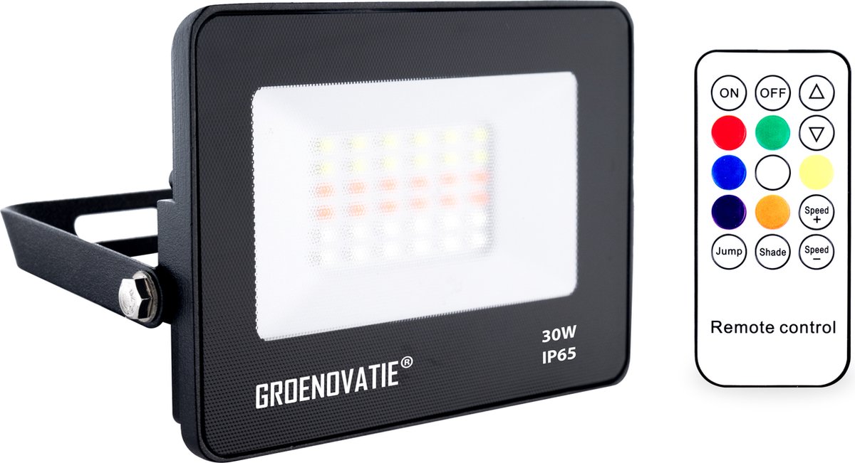 Groenovatie LED Breedstraler - 30W - Waterdicht IP65 - 175x154x25 mm - Compact - RGB