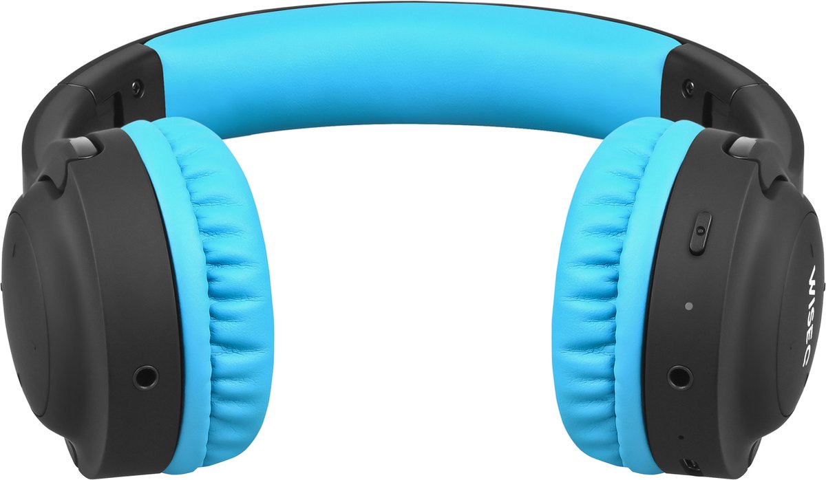 Afbeelding 2 van Kinderkoptelefoon Geluidsdempend Bluetooth Koptelefoon Kind met Volumebegrenzing - Microfoon - 38 uur Batterij - Zwart/Blauw - WiseQ Hero