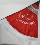 Kerstboomkleed Wit met rode hertjes en rode rand, Kerstboomrok Deluxe wit 120cm omtrek Kerstboom kleed