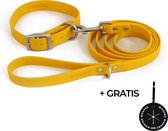 WOOFRZ® Wandelset - Hondenriem En Hondenhalsband - Geel - Maat L - Halsband Hond - Honden riem - Hondenlijn - Puppy Halsband - Riem Hond - Leiband hond - Looplijn Hond – Puppy Riem