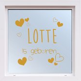 Raamsticker Geboorte Met Hartjes -  Goud -  80 x 80 cm  - raam en deurstickers - geboorte stickers  alle - Muursticker4Sale