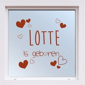 Raamsticker Geboorte Met Hartjes - Bruin - 80 x 80 cm - overige stickers - raamsticker geboorte