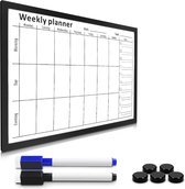 magneetbord magnetisch prikbord memobord om op te schrijven - 60 x 40 cm notitiebord diverse uitvoeringen - bord afwasbaar met houder-magnetenpennen Weekly Planner - Weekplanner -