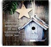 Kerstkaarten - Met envelop - Vogelhuisje en ster5x15cm - Fijne kerstdagen en een gezegend nieuwjaar - Christelijk - Bijbel - Geloof - Majestically2 stuks