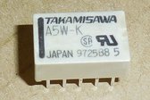 Full tube of 50 pieces new A-5W-K Fujitsu Takamisawa relays, A5W-K, 5V coil voltage, Gold plated contacts, DIP, up to 8000 pieces in stock, price inc. VAT