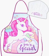 Kinderschort Unicorn | Keukenschort + koksmuts + 10 gratis eenhoorn stickers | voor meisjes 3-7 jaar | KA01