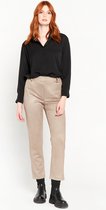 LOLALIZA Geruite cigarette broek in suede - Beige - Maat 40