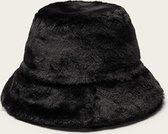 Omay Bucket Hat Black Faux Fur - Vissershoed voor Dames - Vissershoed Zwart - Handmade