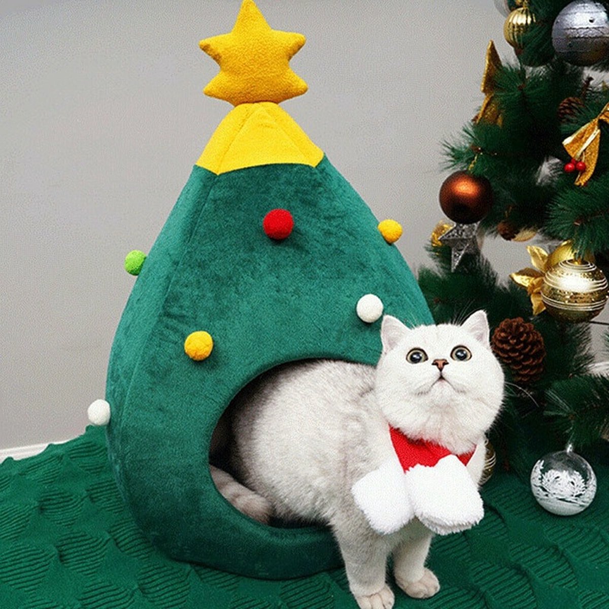Kat kerstboom bed, indoor kitten tent materiaal set, grot huis meubels